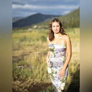 Reformation Floral Maxi Dress - White and Green